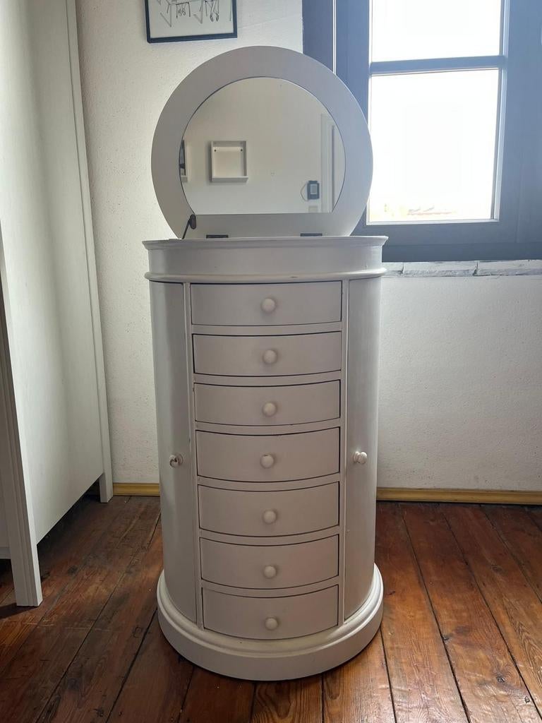 Armoire latérale blanche/armoire à bijoux de maquillage, Maison & Meubles, Armoires | Commodes, Enlèvement