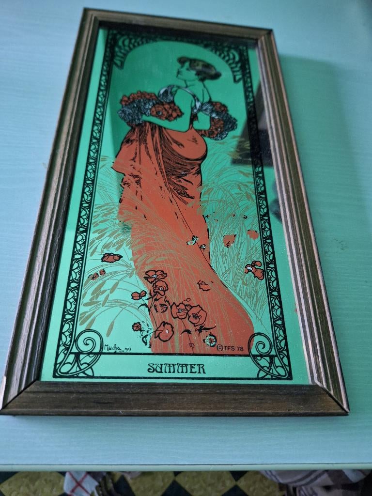 Vintage spiegel "Summer" - Alfons Mucha, Ophalen