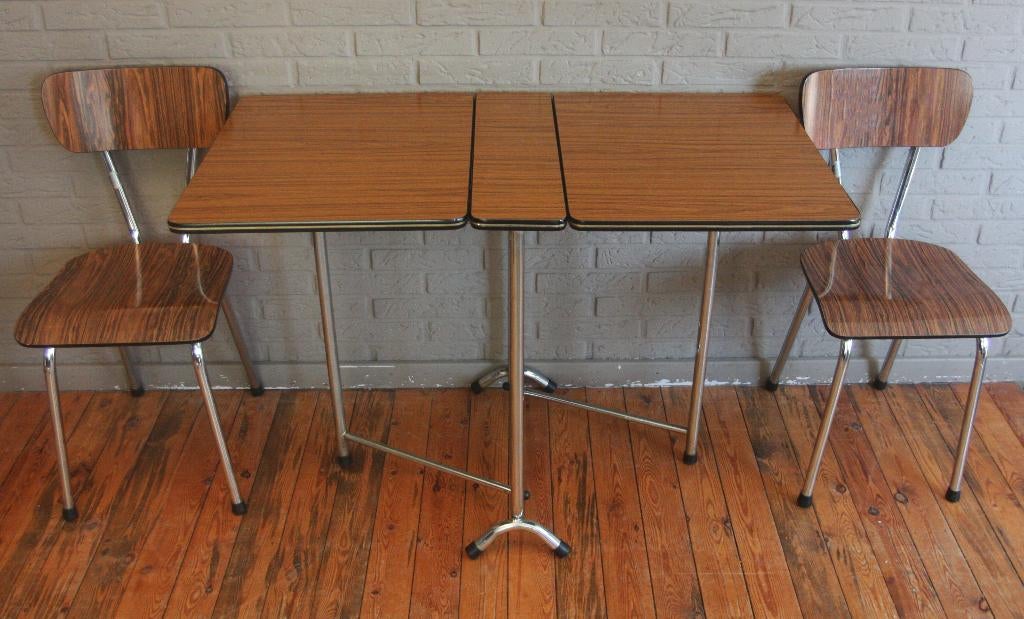 Formica Klaptafels + Formica Stoelen / Uit Jaren 60, Maison & Meubles, Enlèvement, Comme neuf, Rectangulaire, Vintage / Jaren 60