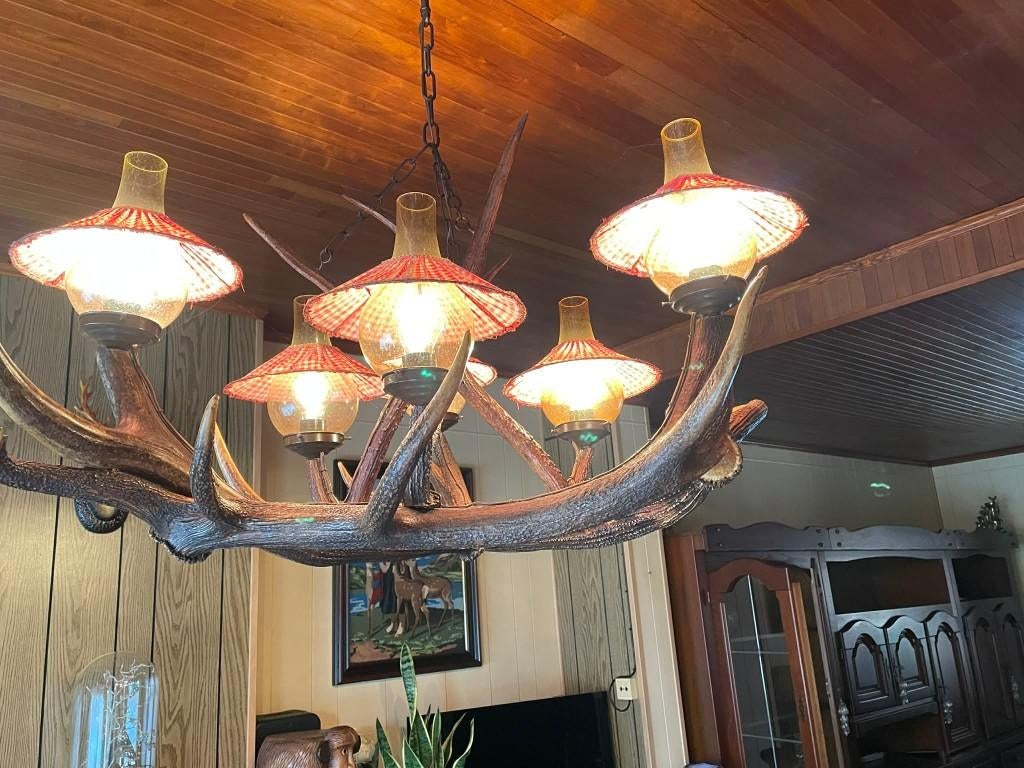 authentieke kroonluchter / luster echt gewei, Ophalen, Zo goed als nieuw, Overige materialen