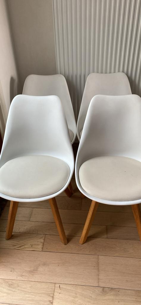 4 witte stoelen, Maison & Meubles, Chaises, Enlèvement, Utilisé, Blanc, Quatre
