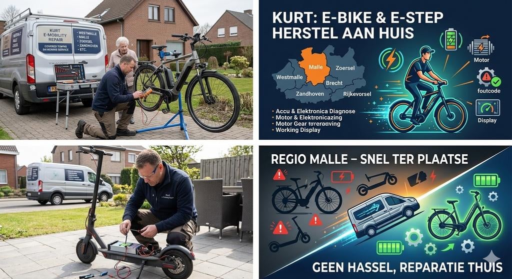 E-bike of e-step stuk? Thuisreparatie regio Malle, Mobiele service, Fietsreparatie