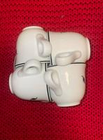 4 mignones tesses espresso Nescafe rebords en argent, Tasse et/ou soucoupe, Comme neuf, Argenté, Porcelaine