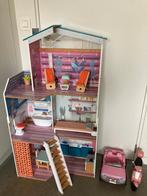 poppenhuis met barbiepoppen, Kinderen en Baby's, Speelgoed | Poppenhuizen, Ophalen, Gebruikt, Poppenhuis
