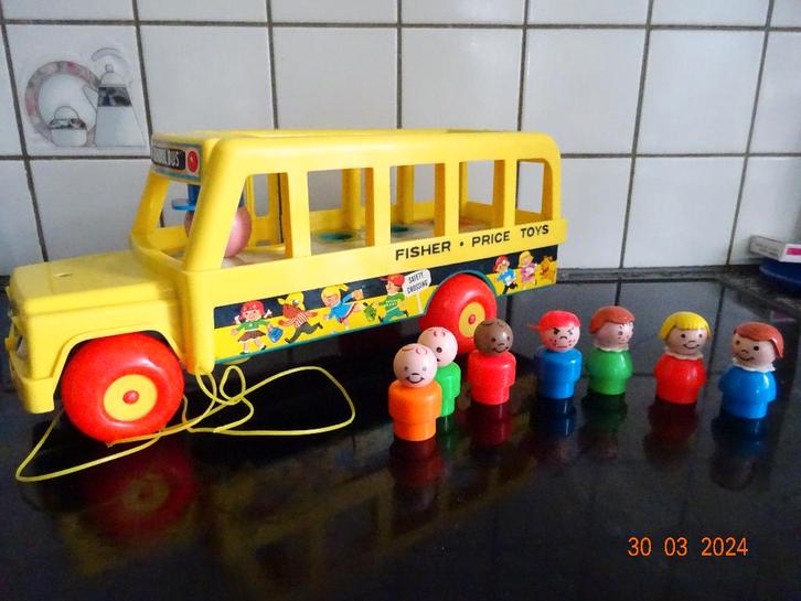Vintage Fisher Price  School Bus #192 *PRIMA STAAT*, Kinderen en Baby's, Speelgoed | Fisher-Price, Duw- of Trekspeelgoed, Ophalen of Verzenden