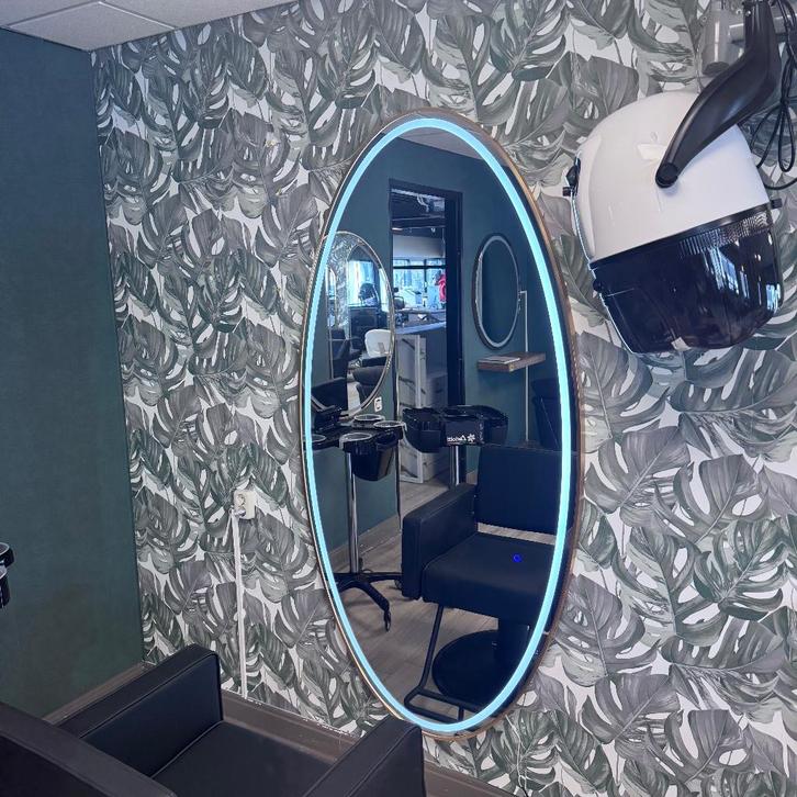 kaptafel ovaal spiegel led verlichting gold goud kapsalon, Huis en Inrichting, Woonaccessoires | Overige, Nieuw, Ophalen of Verzenden