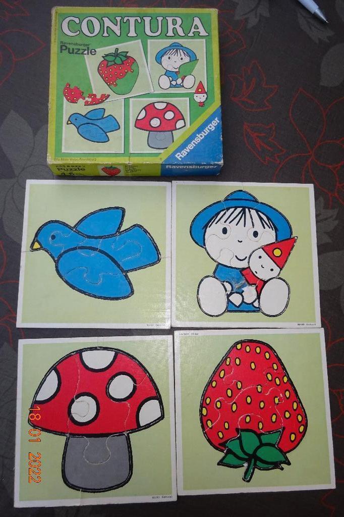 Ravensburger, contura ,zeer oude retro puzzel (4 stuks), Kinderen en Baby's, Speelgoed | Kinderpuzzels, Ophalen of Verzenden