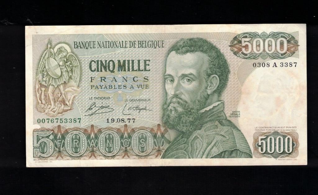 Billet de 5000 francs - André Vésale, Enlèvement ou Envoi, Billets en vrac