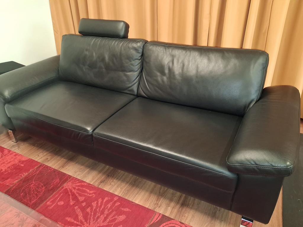 Lederen 3 zit, Ophalen, Driepersoons, Zo goed als nieuw, Rechte bank