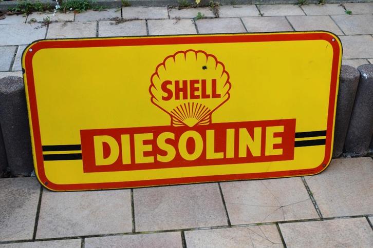 plaque émaillée shell diesoline 1953 top état, Collections, Marques & Objets publicitaires, Utilisé, Panneau publicitaire, Enlèvement