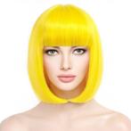 CARNAVAL Pruik citroen geel bob model met pony ( B-keuze! ), Perruque ou Extension de cheveux, Envoi, Neuf
