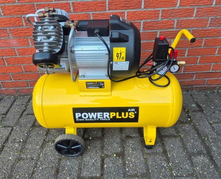 Compressor 2 cilinder 50L - als nieuw, Doe-het-zelf en Bouw, Compressors, Nieuw, Ophalen