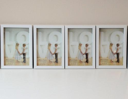 4 witte fotokadertjes kunststof frame 10x15, Huis en Inrichting, Woonaccessoires | Lijsten, Nieuw, Minder dan 50 cm, Minder dan 50 cm