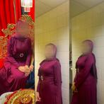 Paars/roos feestjurk met hoofddoek, Kleding | Dames, Jurken, Maat 38/40 (M), Paars, Nieuw, Ophalen of Verzenden