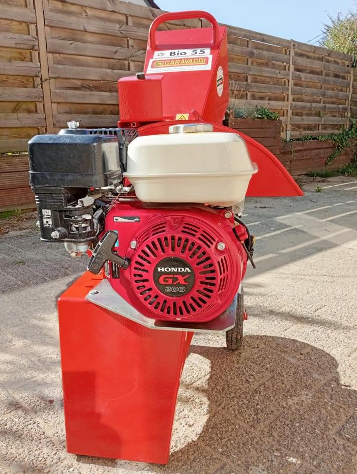 broyeur de branches Caravaggi Bio55 Honda GX200, Tuin en Terras, Hakselaars, Zo goed als nieuw, Benzine, Met opvangbak, Ophalen