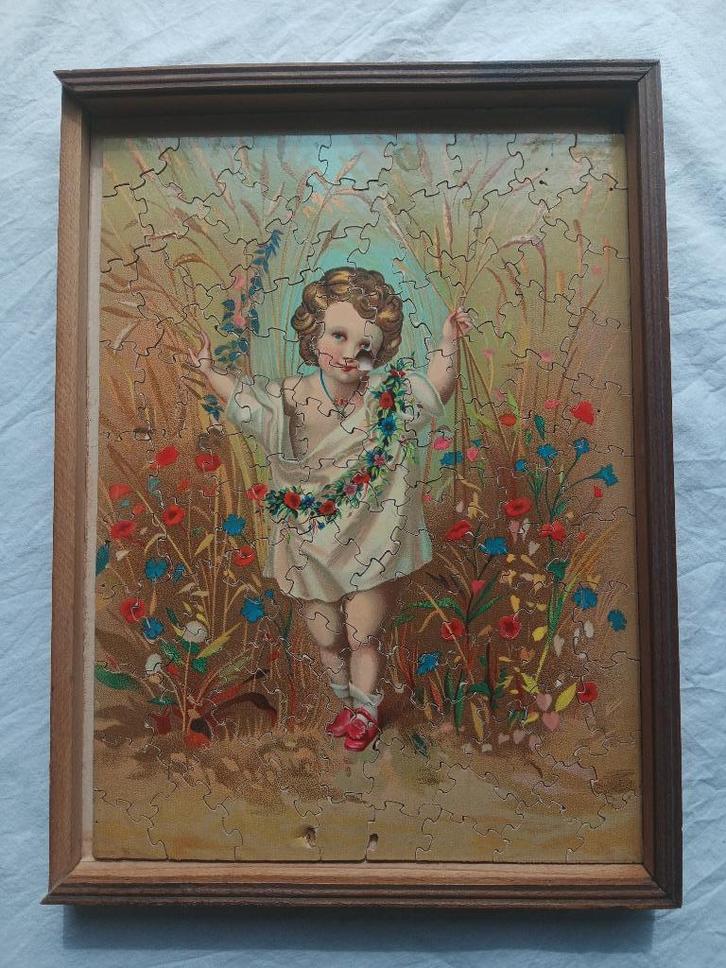 3 Antieke lithografische puzzels met romantische taferelen, Antiek en Kunst, Antiek | Speelgoed, Ophalen of Verzenden