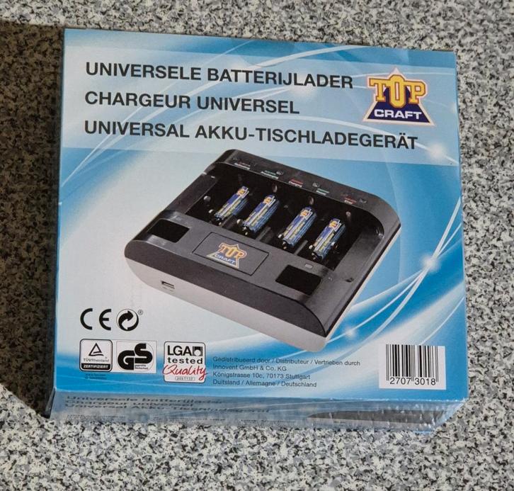 Universele batterijlader (Nieuw), Audio, Tv en Foto, Accu's en Batterijen, Nieuw, Oplaadbaar, Ophalen of Verzenden