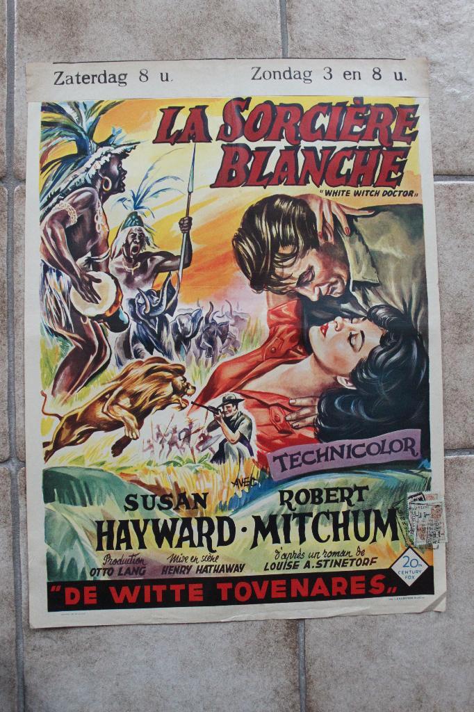 filmaffiche Susan Hayward White Witch Doctor filmposter, Verzamelen, Posters, Zo goed als nieuw, Film en Tv, A1 t/m A3, Rechthoekig Staand