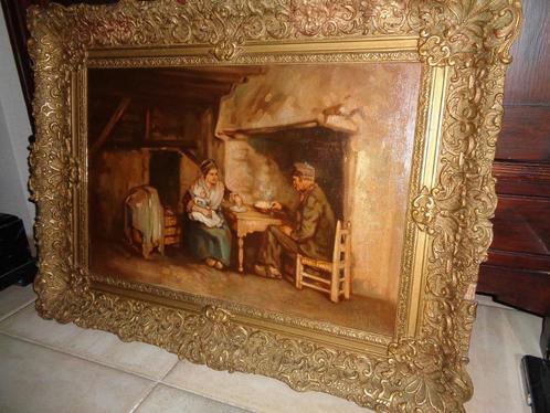 Belle peinture ancienne (19e siècle) avec un très beau cadre, Antiquités & Art, Art | Peinture | Classique, Enlèvement ou Envoi