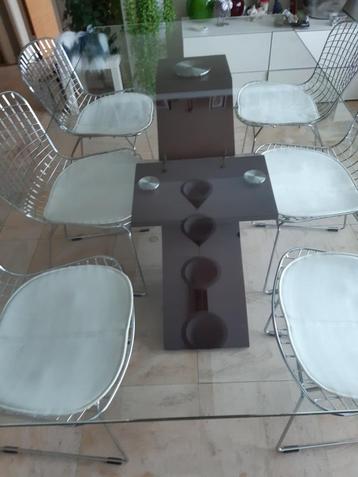 Table à manger avec plateau en verre, 150 à 200 cm, Cinq personnes ou plus, Verre, Enlèvement