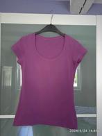 T-shirt, Sans marque, Paars, Korte mouw, Gedragen