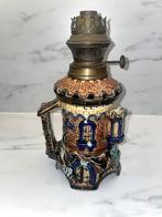 Barbotine olielamp — Wasmuël of Majolica, Antiek en Kunst, Ophalen of Verzenden