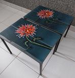 2 vintage bijzettafels Adri Belgique, Ophalen, Minder dan 55 cm, Gebruikt, Rechthoekig