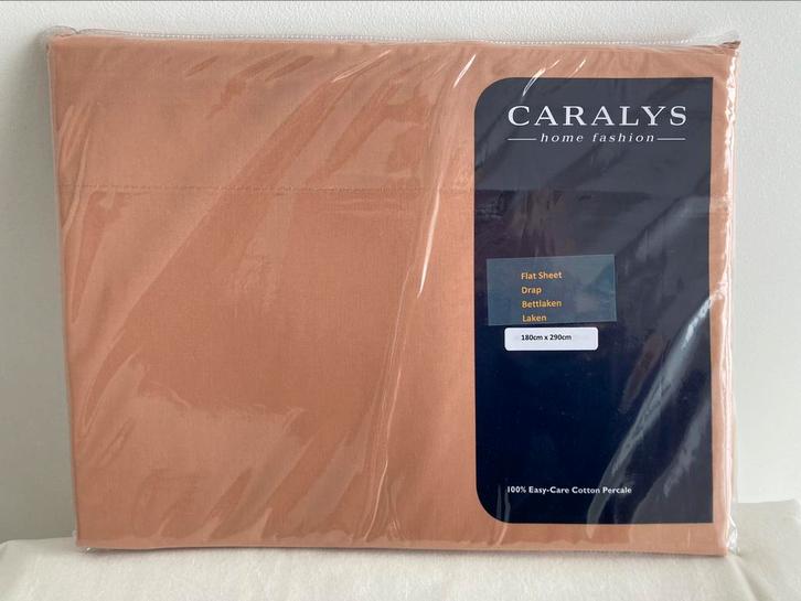 Nieuw bovenlaken biscuit Caralys 180x290cm, Huis en Inrichting, Slaapkamer | Beddengoed, Nieuw, Ophalen of Verzenden