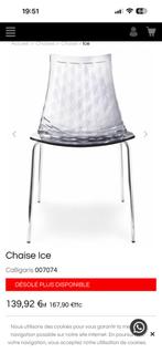 3 chaises ice calligaris, Maison & Meubles, Chaises, Enlèvement, Une