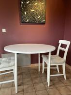 Ronde witte eettafel – houten blad met metalen poten – Ø 1m, Huis en Inrichting, Tafels | Eettafels, Ophalen, 50 tot 100 cm, Rond