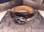 GUCCI - Zilver Interlocking GG Monogram Canvas Riem, Echt leder, Gucci, Gedragen, Ophalen of Verzenden