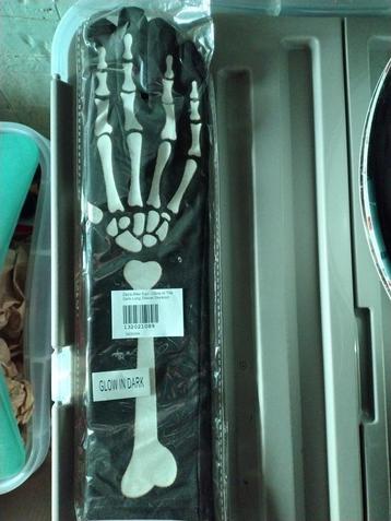 lange glow in the dark skelet handschoenen halloween nieuw beschikbaar voor biedingen