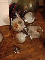 2 lustres chrome et 6 globes Murano, Huis en Inrichting, Ophalen, Gebruikt, Glas, Vintage années 70