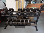 Gewichten op 2 rekken, Sport en Fitness, Fitnessmaterialen, Ophalen, Gebruikt, Benen, Halterset