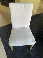 4 chaises Ikea bois clair et housses blanches Henriksdal, Maison & Meubles, Chaises, Bois, Enlèvement, Utilisé, Blanc