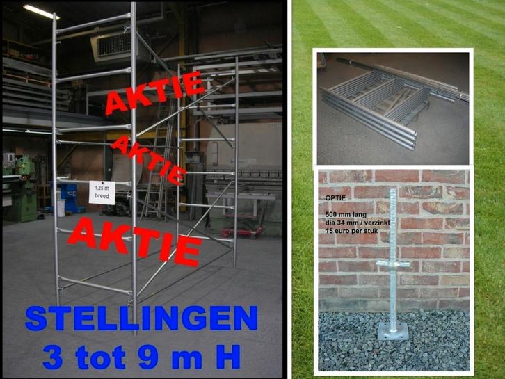 Nieuwe steigers 3 tot 9 m hoog - kaders 1,25m B - stellingen, Bricolage & Construction, Bricolage & Rénovation Autre, Neuf, Enlèvement