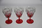 Boussu bordeaux rode wijnglazen bladmotief * 3 stuks, Envoi