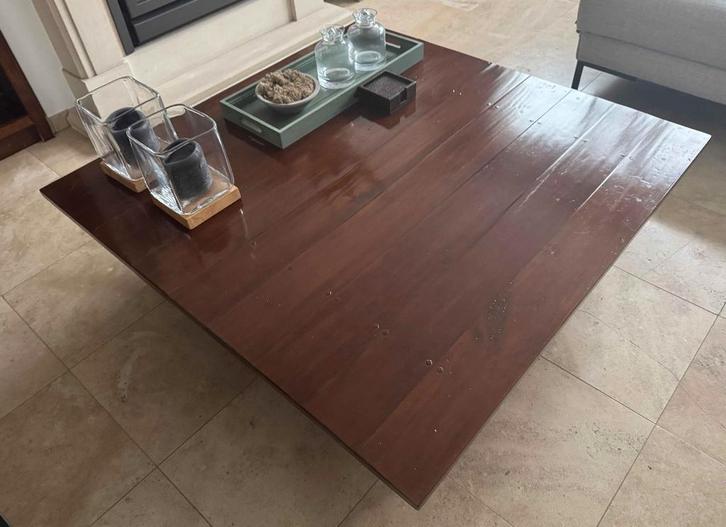 Grote massieve houten salontafel – strak en tijdloos, Maison & Meubles, Tables | Tables de salon, Comme neuf, Moins de 50 cm, 100 à 150 cm