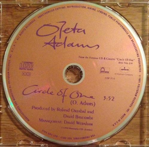 OLETA ADAMS CIRCLE OF ONE - USA CD PROMO SINGLE, Cd's en Dvd's, Cd Singles, Zo goed als nieuw, R&B en Soul, 1 single, Verzenden