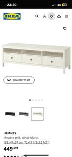 IKEA HEMNES Meuble télé, teinté blanc,, Comme neuf