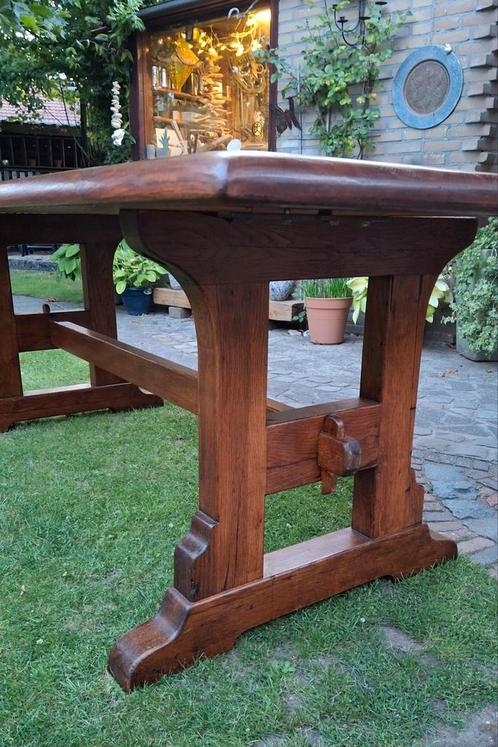 Oude eiken kloostertafel eettafel 220x84x77, Huis en Inrichting, Tafels | Eettafels, Zo goed als nieuw, 50 tot 100 cm, 200 cm of meer
