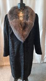Lange bontjas in Astracan met kraag in vos, Kleding | Dames, Jassen | Winter, Zwart, Maat 42/44 (L), Zo goed als nieuw, Ophalen