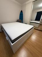 Lit ikea - 160cm - 4 tiroirs, Maison & Meubles, Chambre à coucher | Lits, Enlèvement, Utilisé, Blanc, Deux personnes