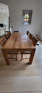 Teak eettafel 200x100 + 6 stoelen, Huis en Inrichting, Ophalen, Gebruikt