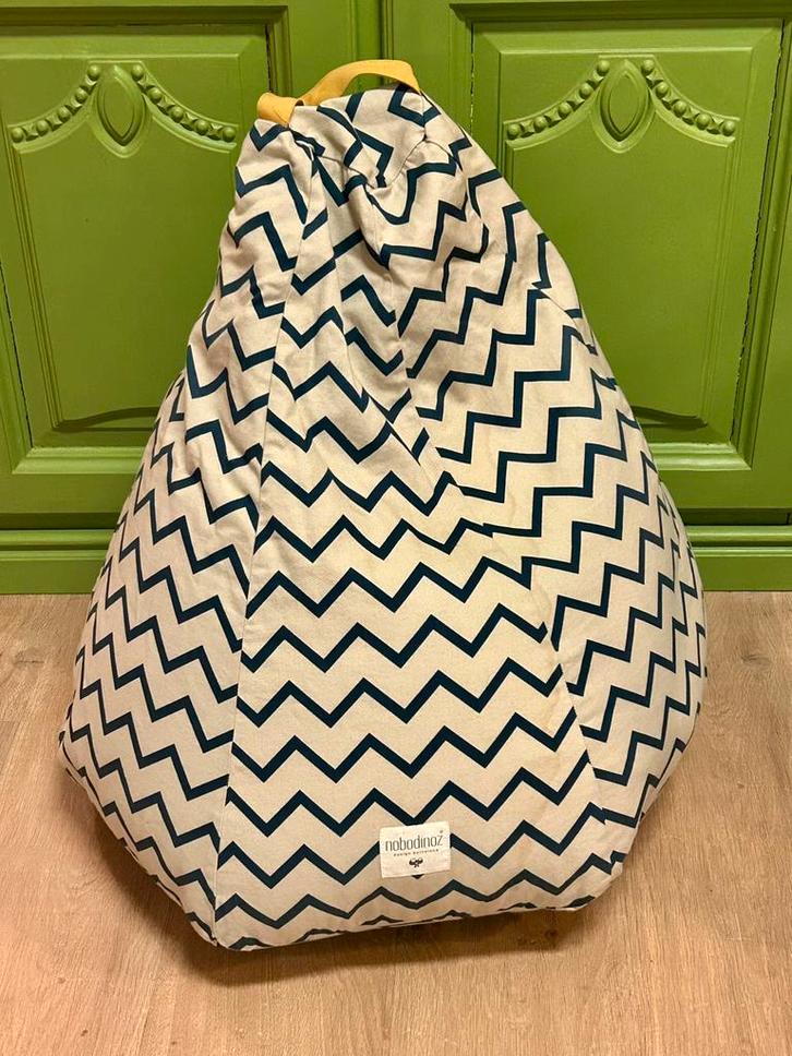 Nobodinoz kinder zitzak zgan, Huis en Inrichting, Zitzakken, Zo goed als nieuw, Zitzak, Blauw, Ophalen of Verzenden