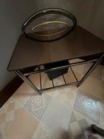 2 Tables de chevet en laiton avec plateau miroir asso au lit, Enlèvement, Comme neuf, Verre