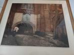 vleeshallen in antwerpen , gesigneerd Alfred van Neste, Antiek en Kunst, Ophalen of Verzenden