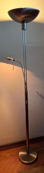 Stijlvolle RVS Vloerlamp met Uplighter en Leeslamp – Dimbaar, Ophalen, Zo goed als nieuw, Metaal, Modern