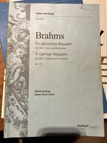 Brahms Ein deutsches Requiem koor partituur disponible aux enchères