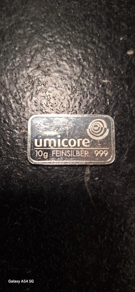 Umicore 10gram puur zilver 999.9, Postzegels en Munten, Edelmetalen en Baren, Zilver, Ophalen of Verzenden